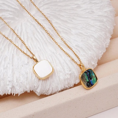 Jewelry Simple Style Geometric 304 Stainless Steel Copper Shell Inlay Pendant Necklace