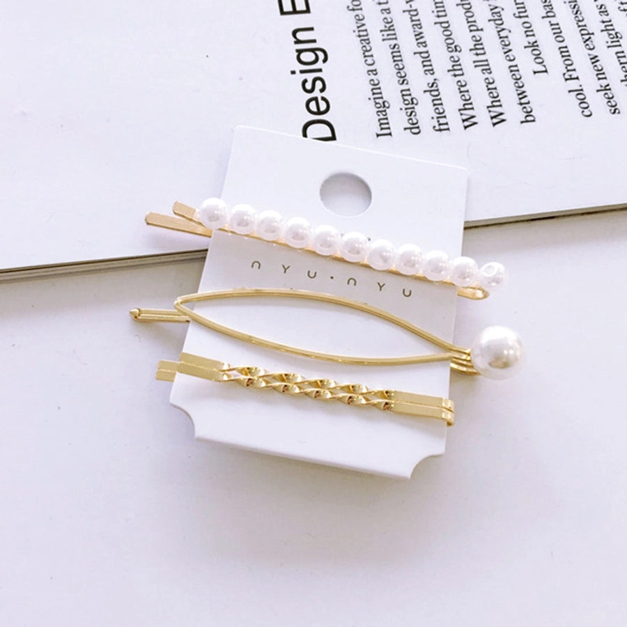 fashion geometric alloy plating artificial pearls hair clip 1 set