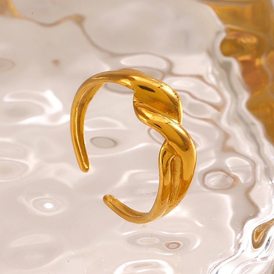 Jewelry Simple Style Spiral 304 Stainless Steel 18K Gold Plated Polishing Rings