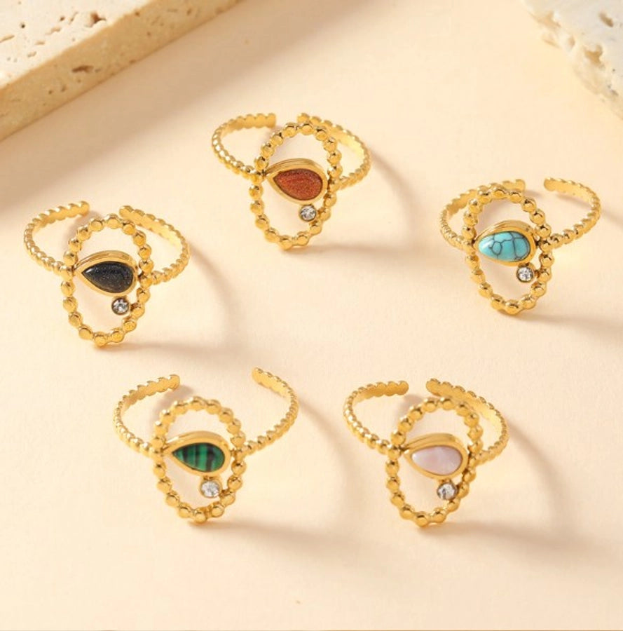 Jewelry Elegant Water Droplets Titanium Steel Open Rings