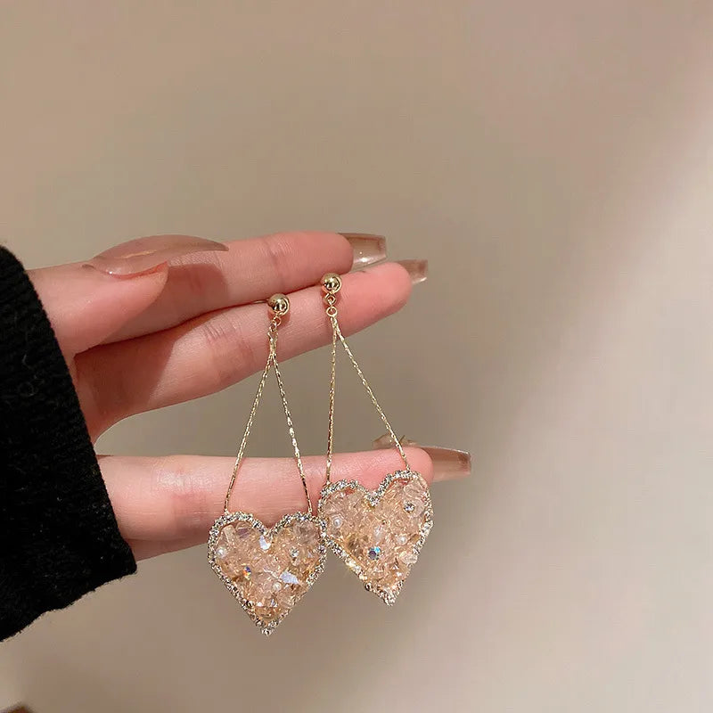 1 pair retro geometric heart shape bow knot alloy rhinestones drop earrings