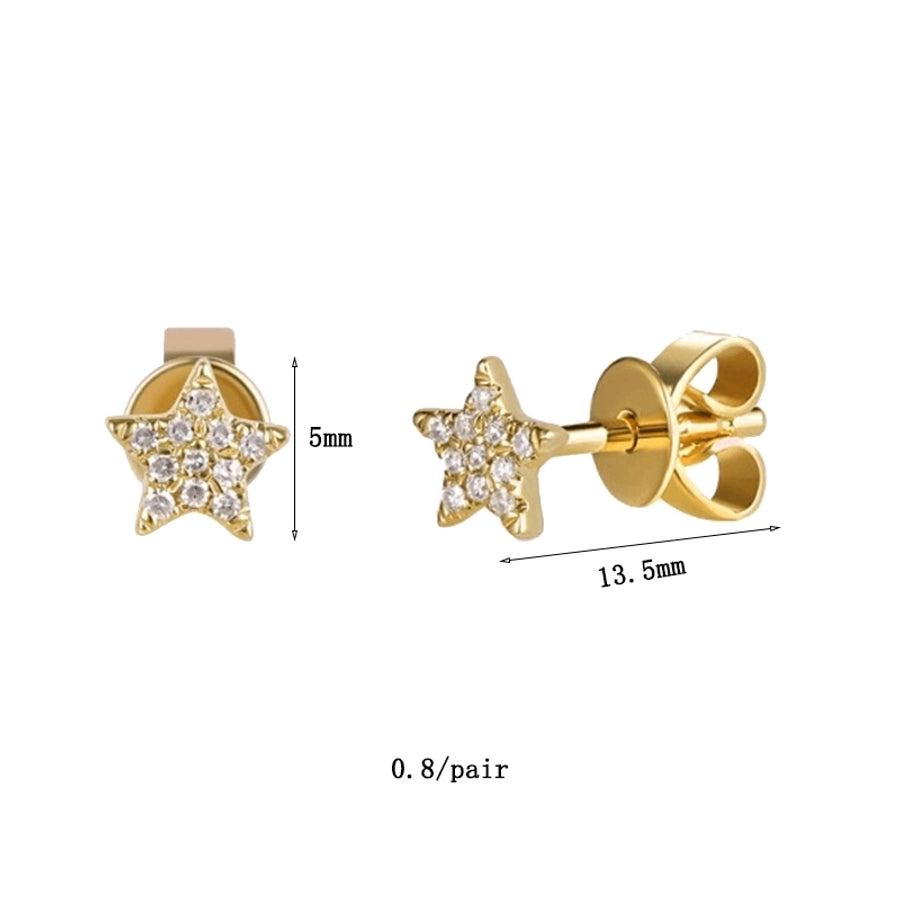 1 Pair IG Style Star Brass Zircon Ear Cuffs Ear Studs