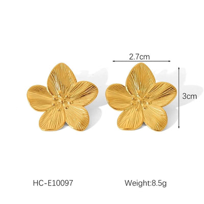 1 Pair IG Style Flower Plating Inlay 304 Stainless Steel Pearl 18K Gold Plated Ear Studs