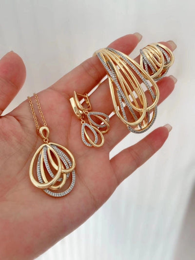 Jewelry Vintage Style Classic Style Geometric Copper Zircon Rings Earrings Necklace