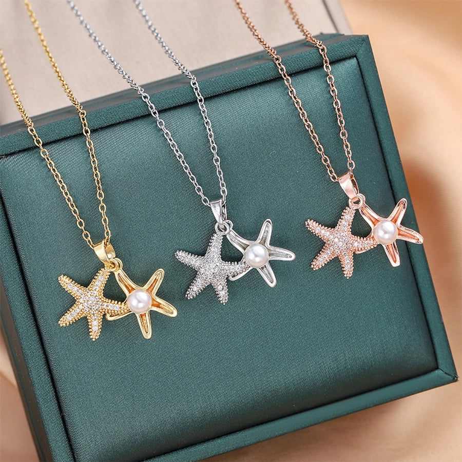 Jewelry Cute Queen Bridal Snowflake 316 Stainless Steel  Copper Zircon 18K Gold Plated Inlay Pendant Necklace