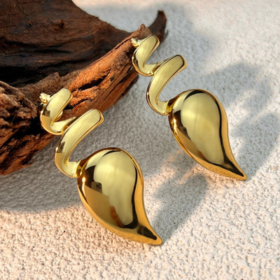 1 Pair Elegant Water Droplets Plating 304 Stainless Steel 18K Gold Plated Ear Studs