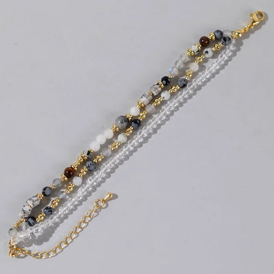 Manufacturer  New Arrival Double Chain Bracelet  Handmade Natural Stone Crystal String Beads Bracelet for Friends Girlfriends' Gift