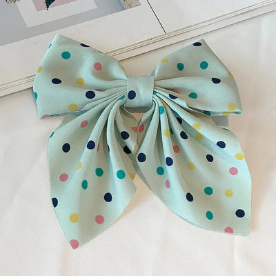 korean fabric retro bow hairpin sweet color wave dot clip hairpin