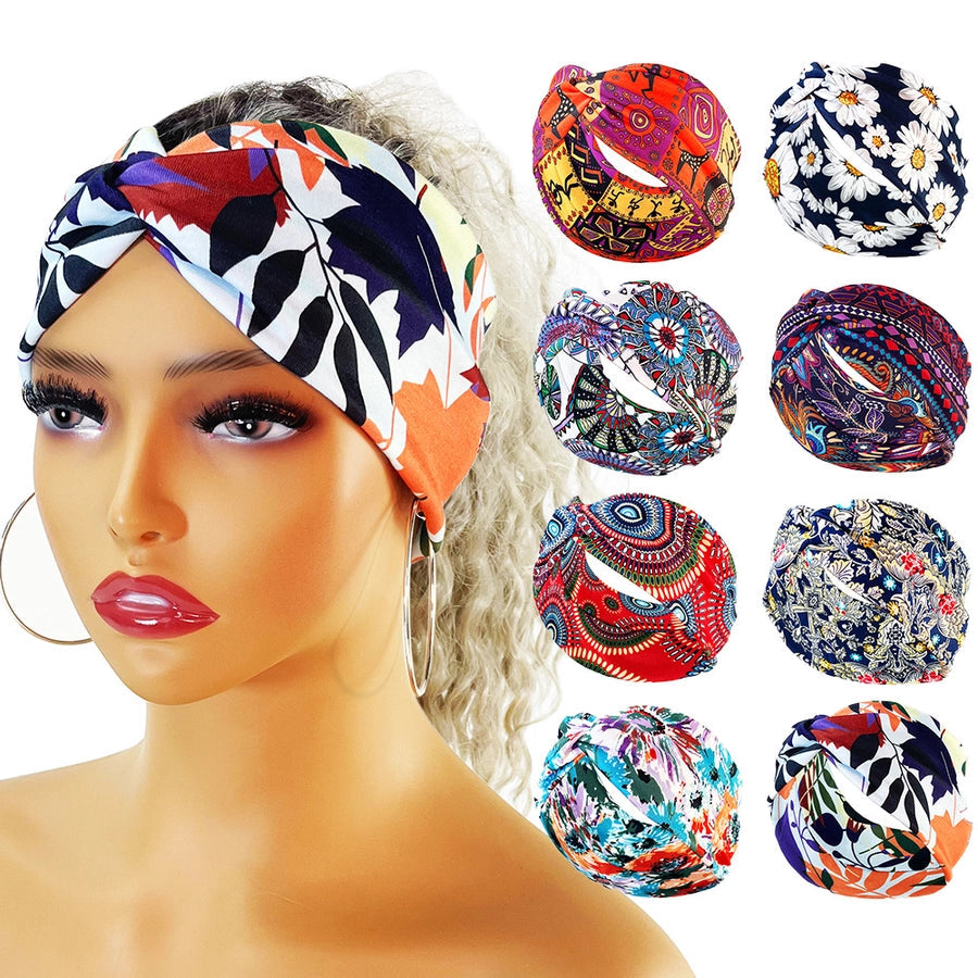 fashion color block flower cloth hair band 1 piece