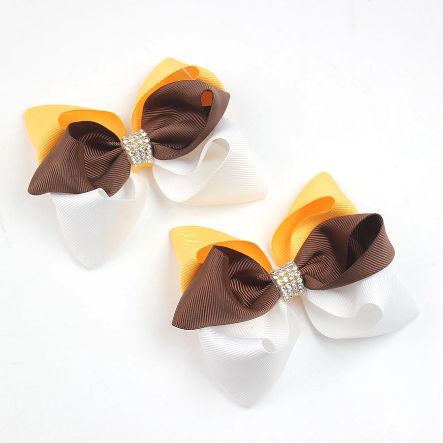 Girl'S IG Style Sweet Bow Knot Cloth Inlay Rhinestones Hair Clip