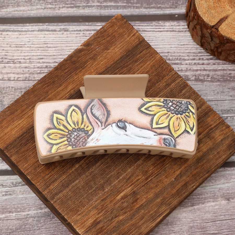 women's vintage style simple style sunflower pu leather hair claws