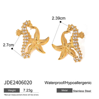 Women's Beach Simple Style Starfish Hippocampus 304 Stainless Steel Plating Hair Tie