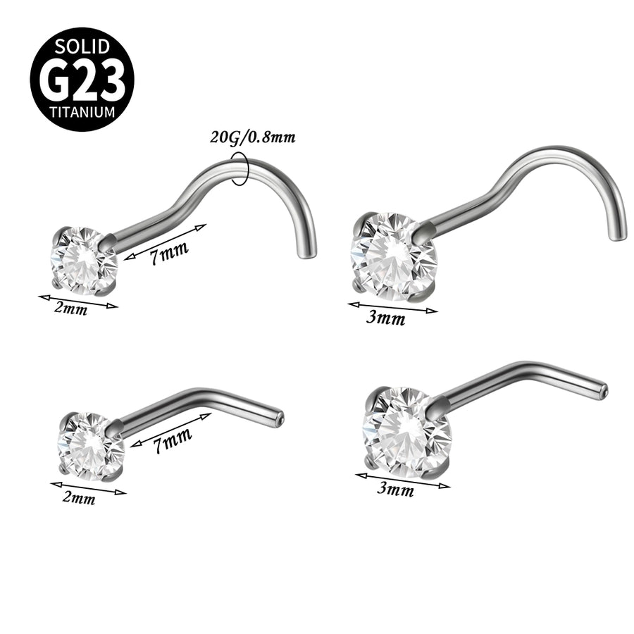 1 Piece Nose Rings & Studs Casual Vacation Round G23 Titanium Alloy Opal Zircon Nose Rings & Studs