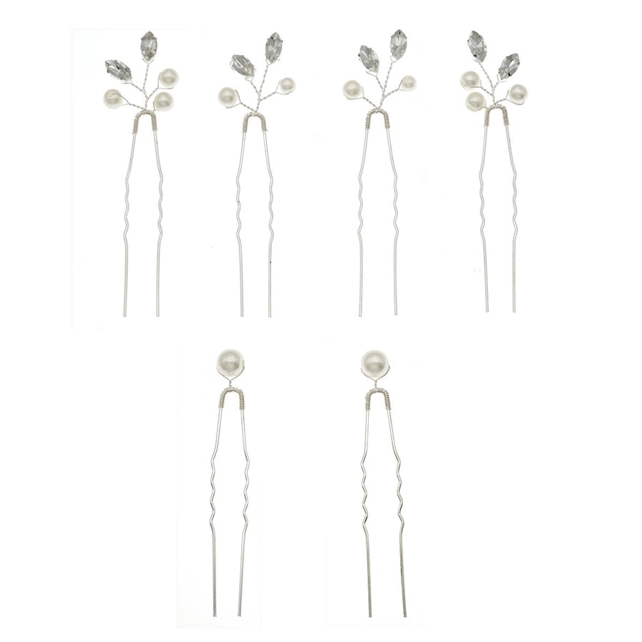 retro geometric alloy crystal pearl insert comb