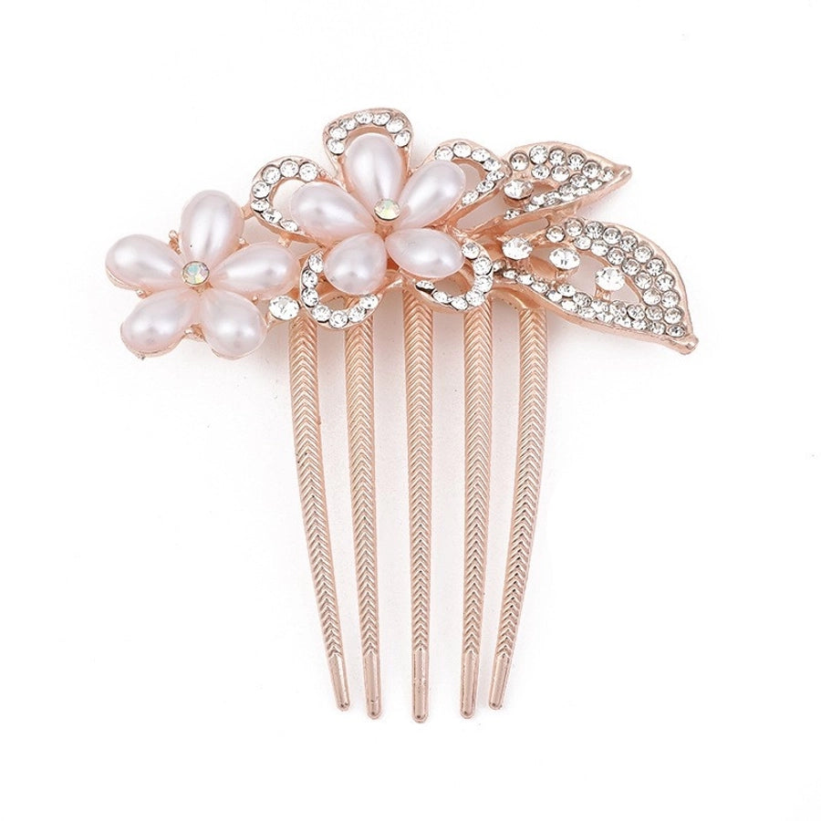 ig style simple style peacock flower alloy plating inlay rhinestones pearl hair combs