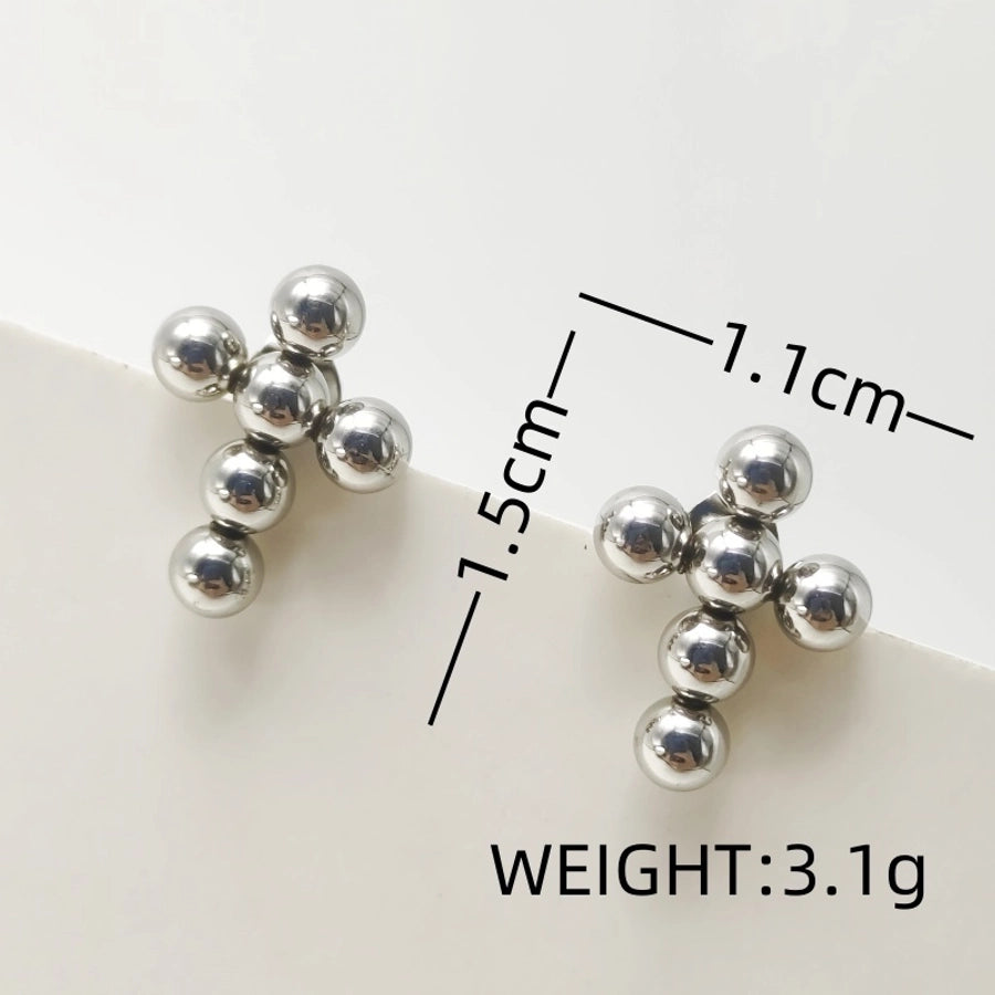1 Pair IG Style Classic Style Cross 304 Stainless Steel 18K Gold Plated Ear Studs