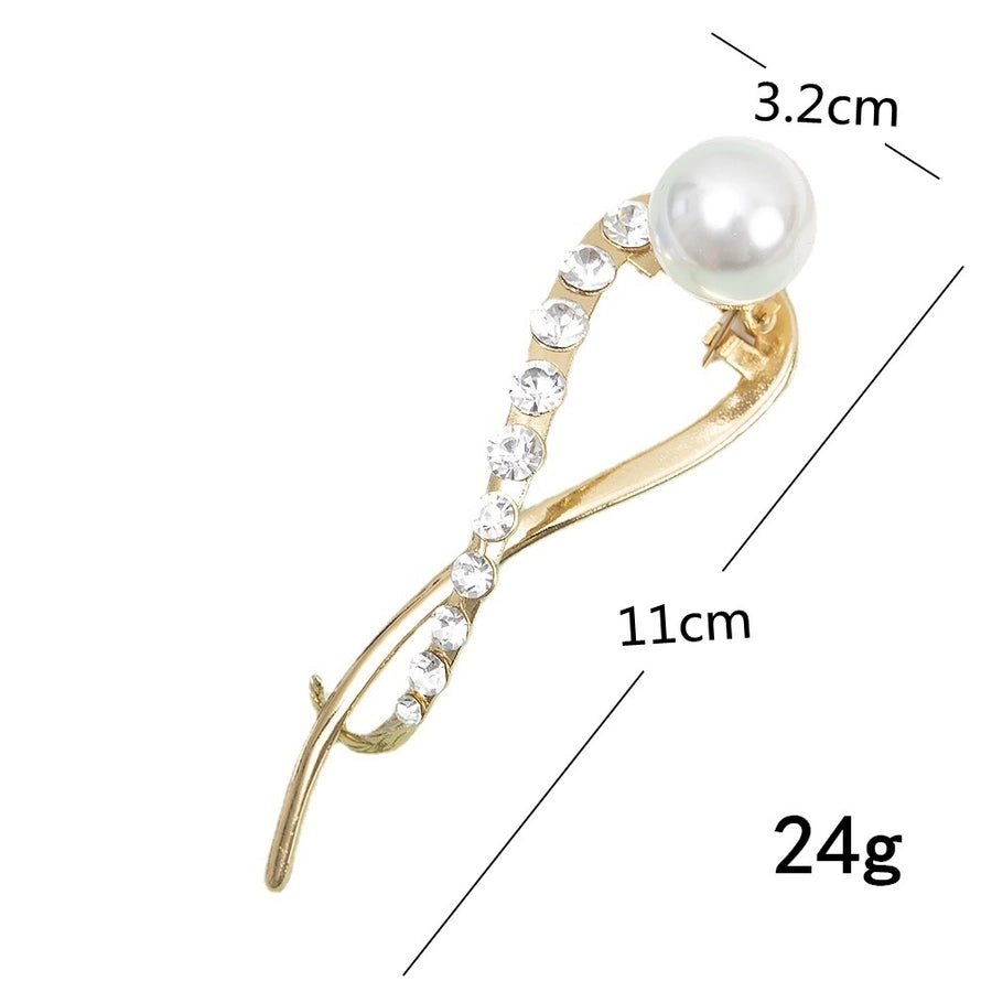fashion solid color metal plating inlay rhinestones pearl hair clip 1 piece