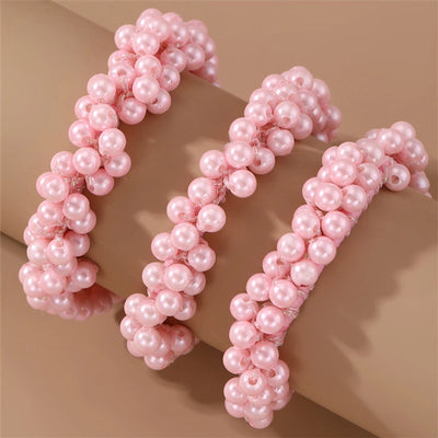 Women's Fairy Style Sweet Simple Style Round Imitation Pearl Beaded Artificial Pearls Hair Tie
