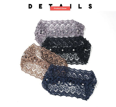 Plum Blossom Hollow Hair Band Nail Beads Shake Voice Internet Celebrity Wide Edge Pressed Hair Covering White Hair Headband Women's Headdress Headgear Hair Band