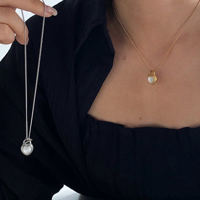 Jewelry Elegant Heart Shape Titanium Steel Opal Inlay Jewelry Set