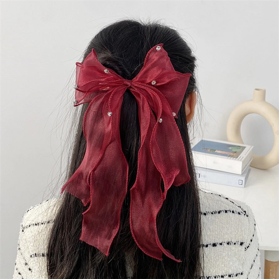 women's sweet solid color bow knot cloth hair clip
