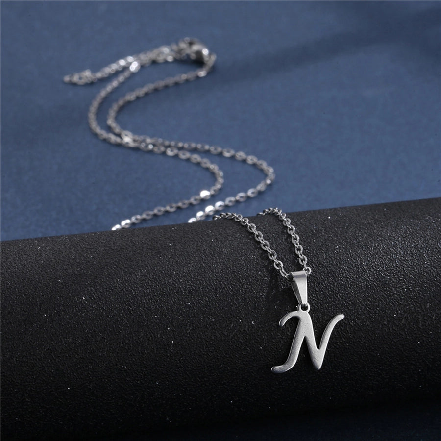Jewelry Casual Simple Style Classic Style Letter 201 Stainless Steel Silver Plated Hollow Out Pendant Necklace
