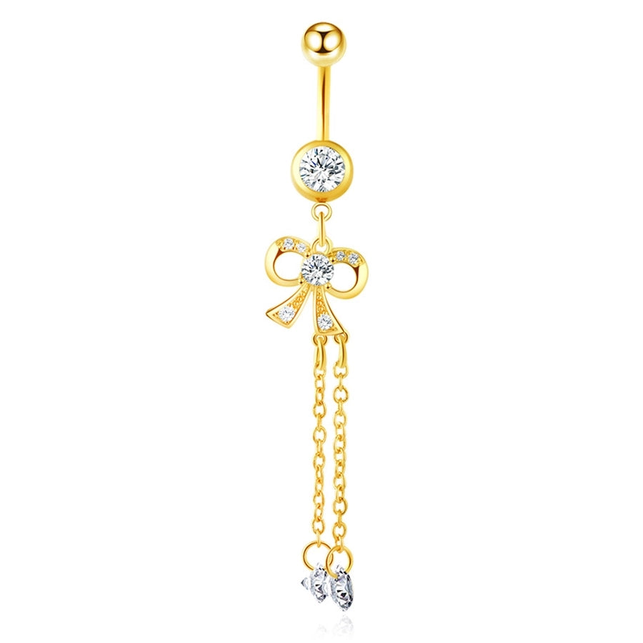 1 Piece Belly Rings Simple Style Shiny Round Heart Shape Bow Knot 316L Stainless Steel  Inlay Zircon