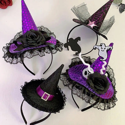 Women's Hip-Hop Funny Halloween Pattern Mixing Lace Hair Band