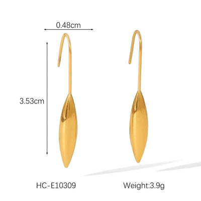 1 Pair IG Style Geometric Water Droplets Solid Color Plating 304 Stainless Steel 18K Gold Plated Drop Earrings