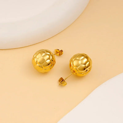 Autumn and Winter  New Arrival Texture Ball Earrings Pendant Necklace Suit Stainless Steel Personality Fashion Short Necklace Stud Earrings