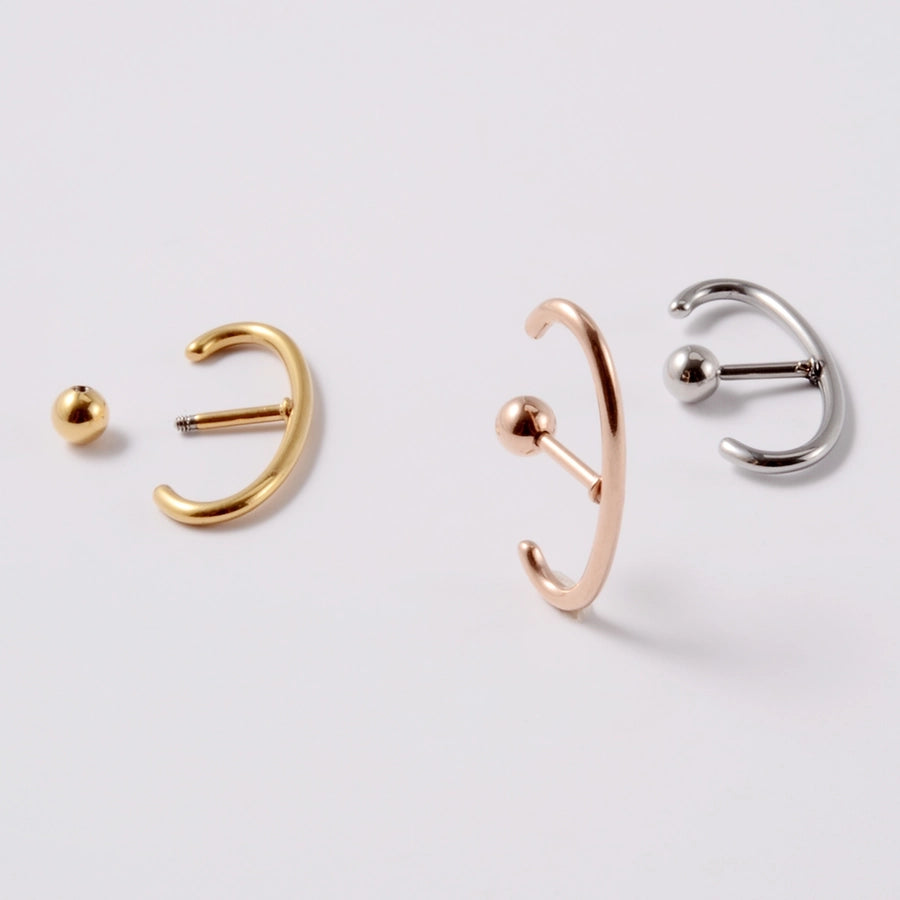 1 Piece Lip Rings Casual Elegant Vacation C Shape Arc 304 Stainless Steel 18K Gold Plated Ear Cartilage Rings & Studs