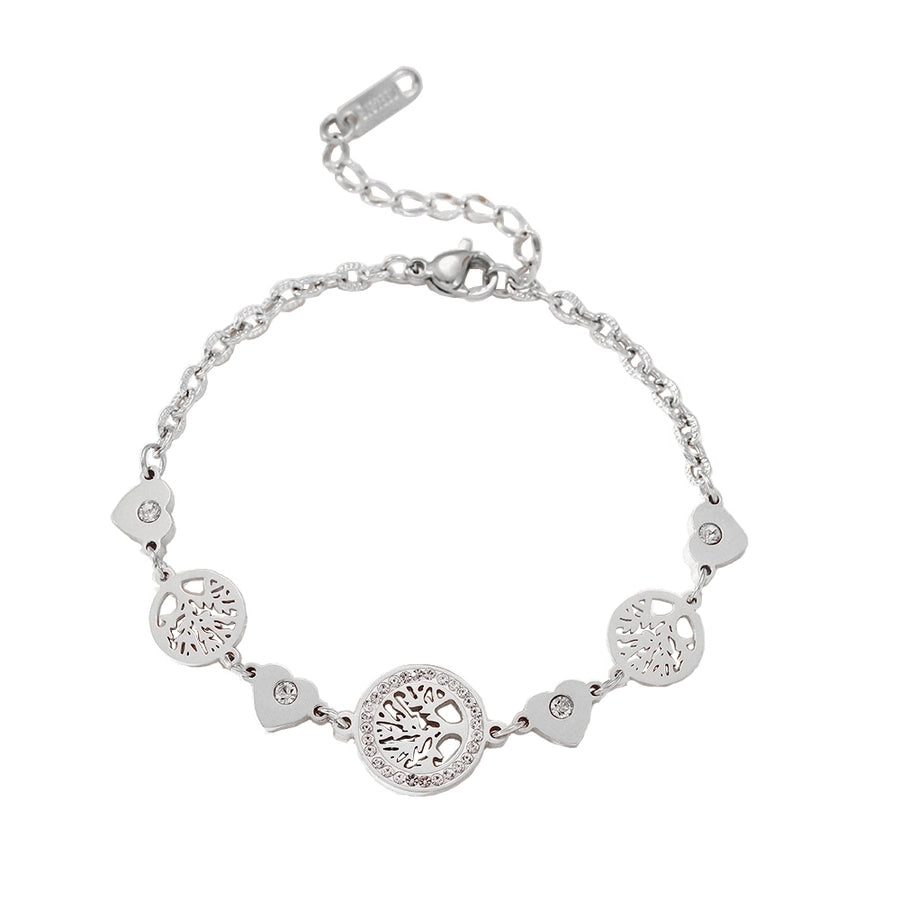 Elegant Heart Shape Titanium Steel 18K Gold Plated Beaded Chain cable chain Bracelets In Bulk