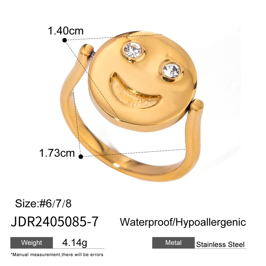Jewelry Hip-Hop Simple Style Artistic Smile Face 304 Stainless Steel Rings