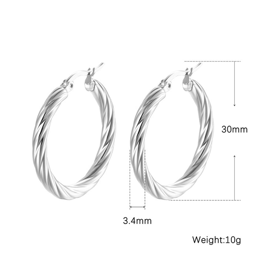 1 Pair Retro Simple Style Solid Color Plating 304 Stainless Steel Silver Plated Earrings