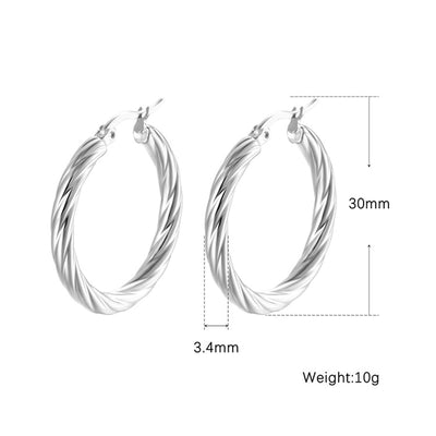 1 Pair Retro Simple Style Solid Color Plating 304 Stainless Steel Silver Plated Earrings