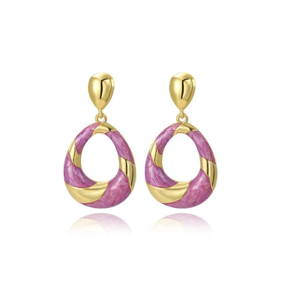 1 Pair Modern Style Simple Style Classic Style Geometric Oval Epoxy Plating Copper 18K Gold Plated Drop Earrings
