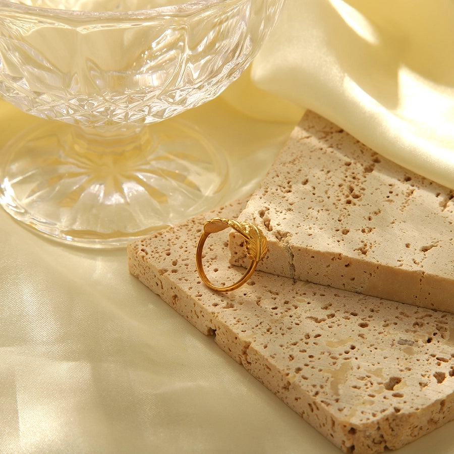 Jewelry IG Style Casual Simple Style Leaves 304 Stainless Steel 18K Gold Plated Polishing Open Rings