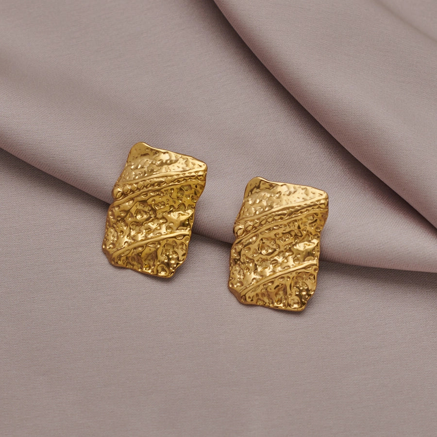 1 Pair Elegant Geometric Pleated 304 Stainless Steel Ear Studs