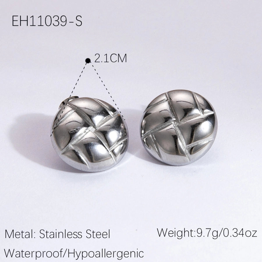 1 Pair Vintage Style Classic Style Geometric Heart Shape Plating 304 Stainless Steel Ear Studs