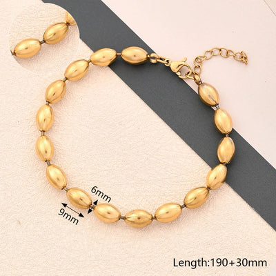 Casual Simple Style Round Oval Solid Color 304 Stainless Steel 18K Gold Plated Bracelets In Bulk