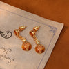 1 Pair Retro French Style Round Heart Shape Copper Zircon 18K Gold Plated Drop Earrings