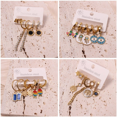 1 Set Vacation Simple Style Leaf Heart Shape Flower Plating Titanium Steel Drop Earrings