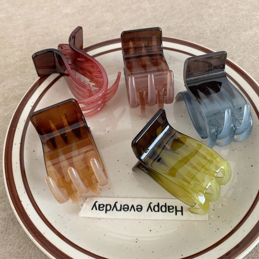 women's simple style color block plastic hair claws