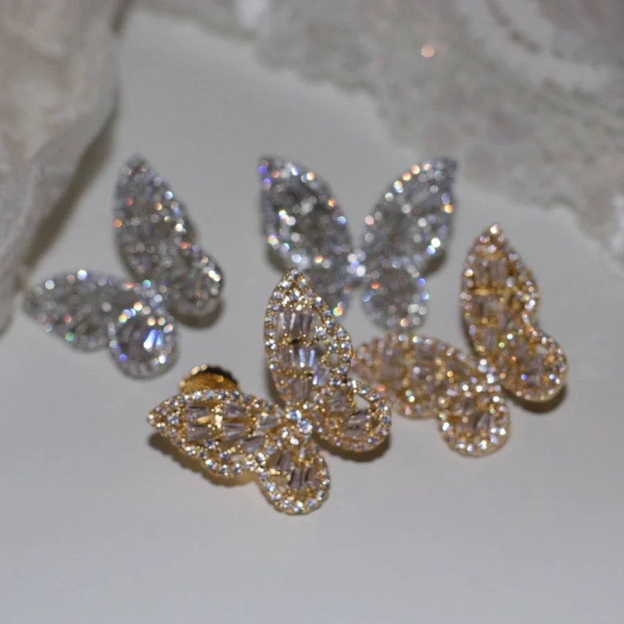 Light luxury high-grade butterfly mosquito coil ear clip without pierced women's super flash Mori style fresh earrings summer fashion