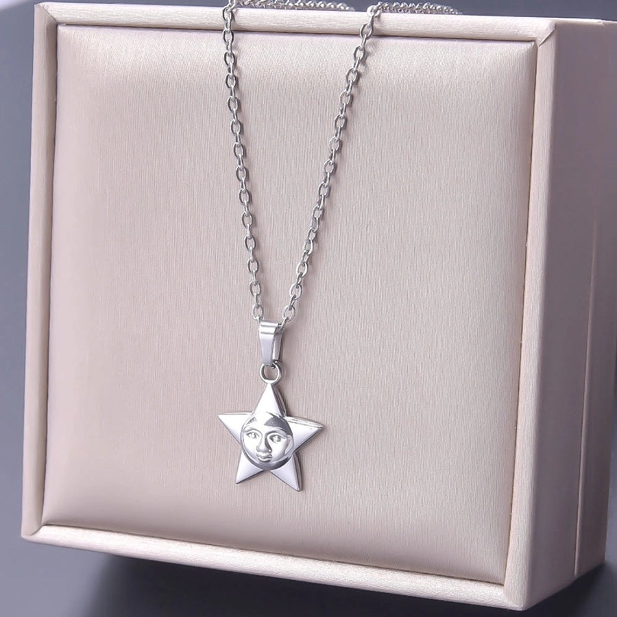 Jewelry Simple Style Pentagram 304 Stainless Steel Plating Pendant Necklace