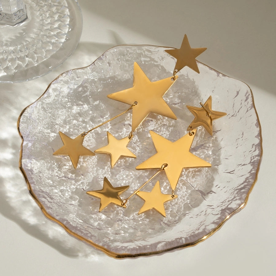 1 Pair Classic Style Star 304 Stainless Steel Drop Earrings