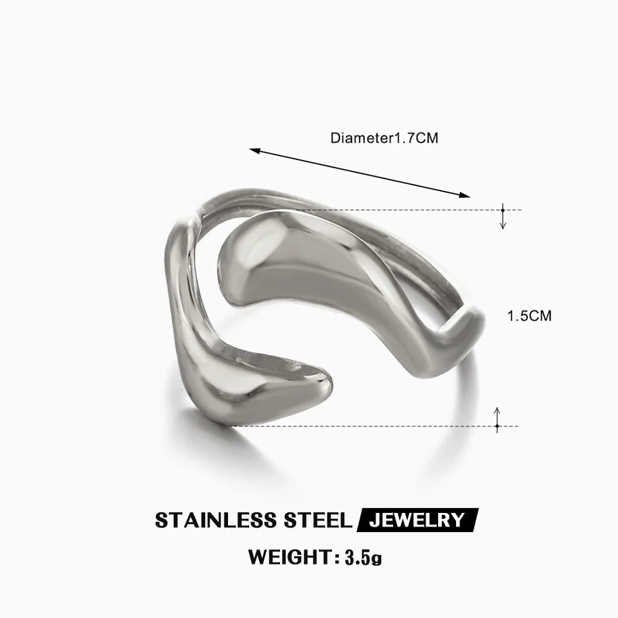 Jewelry Elegant Simple Style Irregular 304 Stainless Steel 18K Gold Plated Polishing Rings