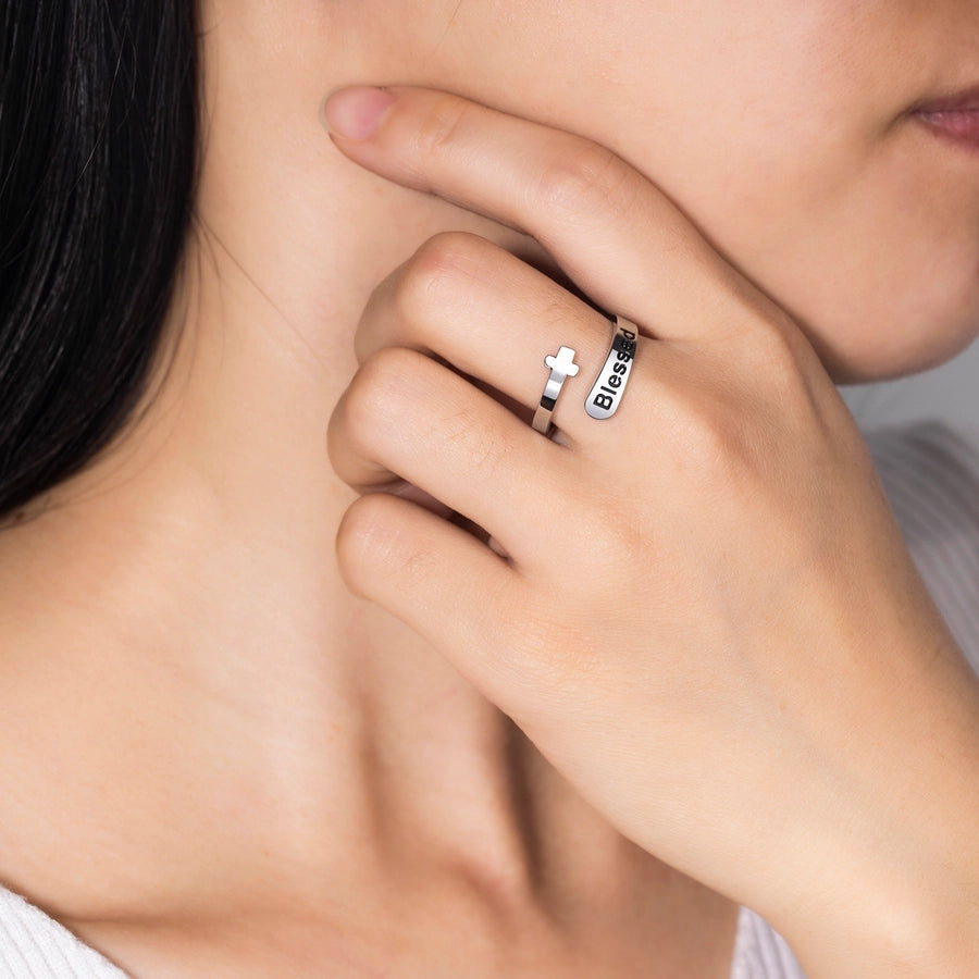 Jewelry Elegant Simple Style Letter 304 Stainless Steel Open Rings