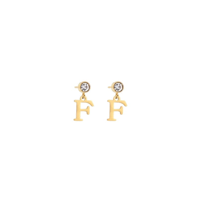 1 Pair Casual Simple Style Classic Style Letter Inlay 201 Stainless Steel 304 Stainless Steel Zircon Drop Earrings