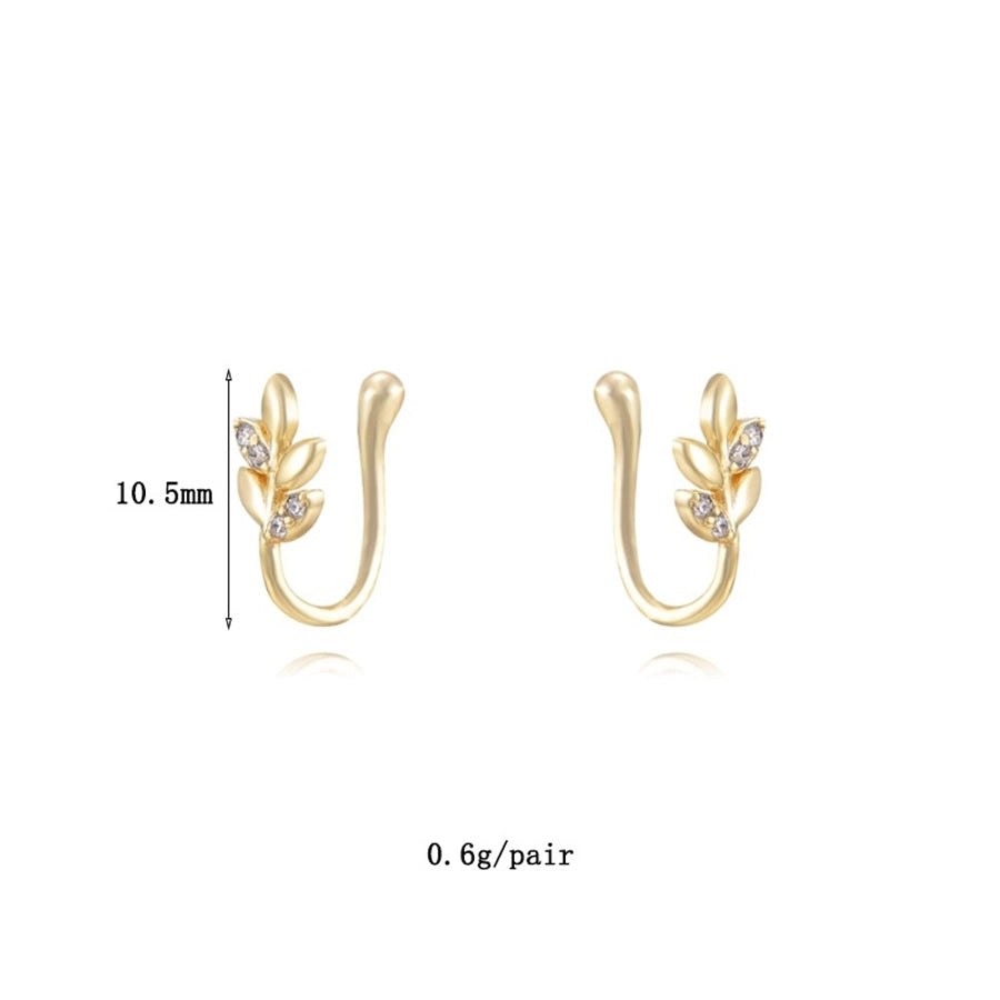 1 Pair IG Style Leaf Moon Heart Shape Inlay Copper Zircon Gold Plated Ear Cuffs